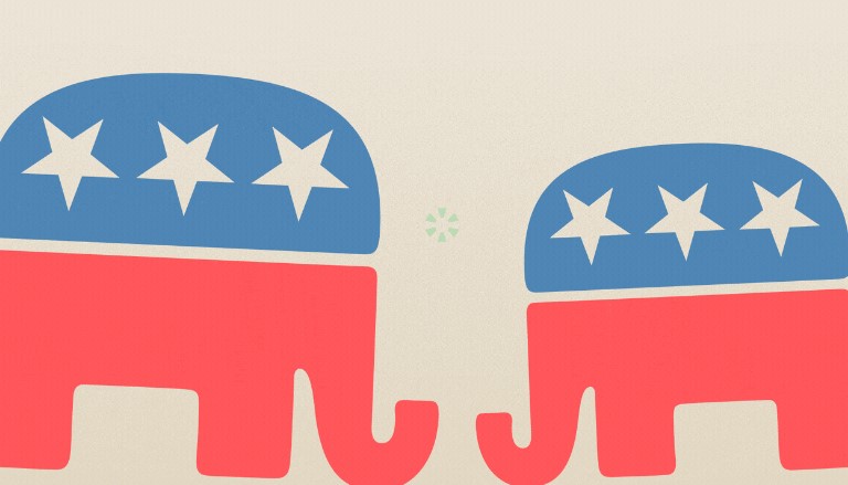 Red, white, and blue elephants